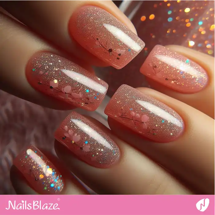 Glossy Shimmer Peach Fuzz Nails | Color of the Year 2024 - NB1743